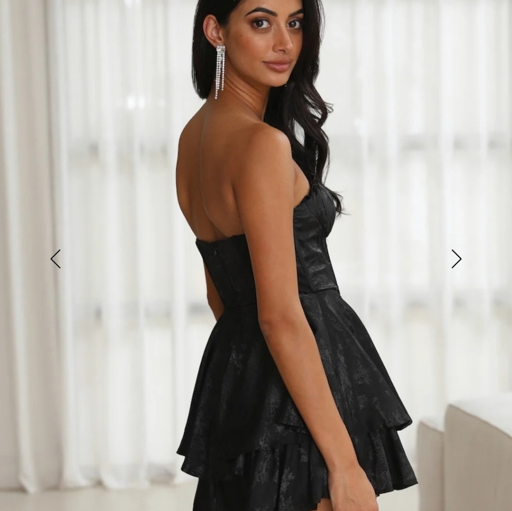 Strapless Black Tiered Peplum Mini Romper - Picture 5 of 7
